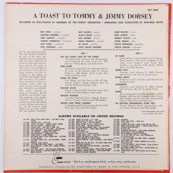 A Toast To Tommy & Jimmy Dorsey Orchestra 1957 Mono Jazz Vinyl LP Record 5047 - Picture 2 of 16